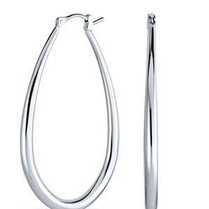 H&M Oval Hoop Earrings- Silver